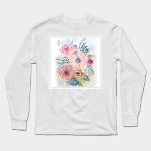 Watercolor hand paint floral design Long Sleeve T-Shirt